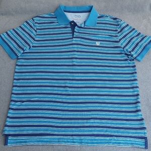 Chaps Teal and Navy Striped Polo Shirt